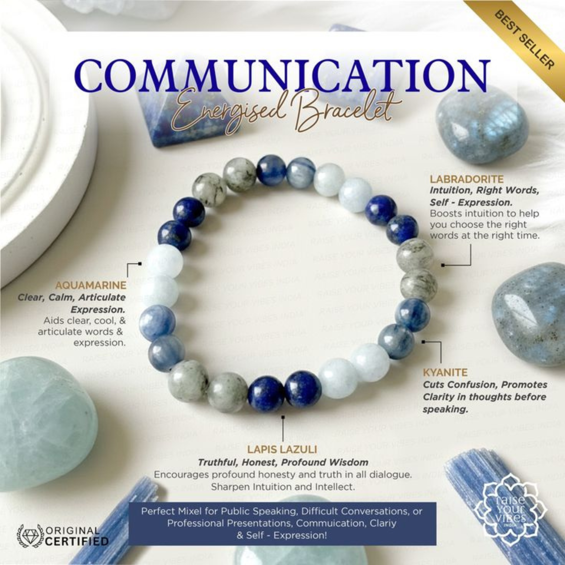 Communication & Self-Expression Energised Crystal Bracelet