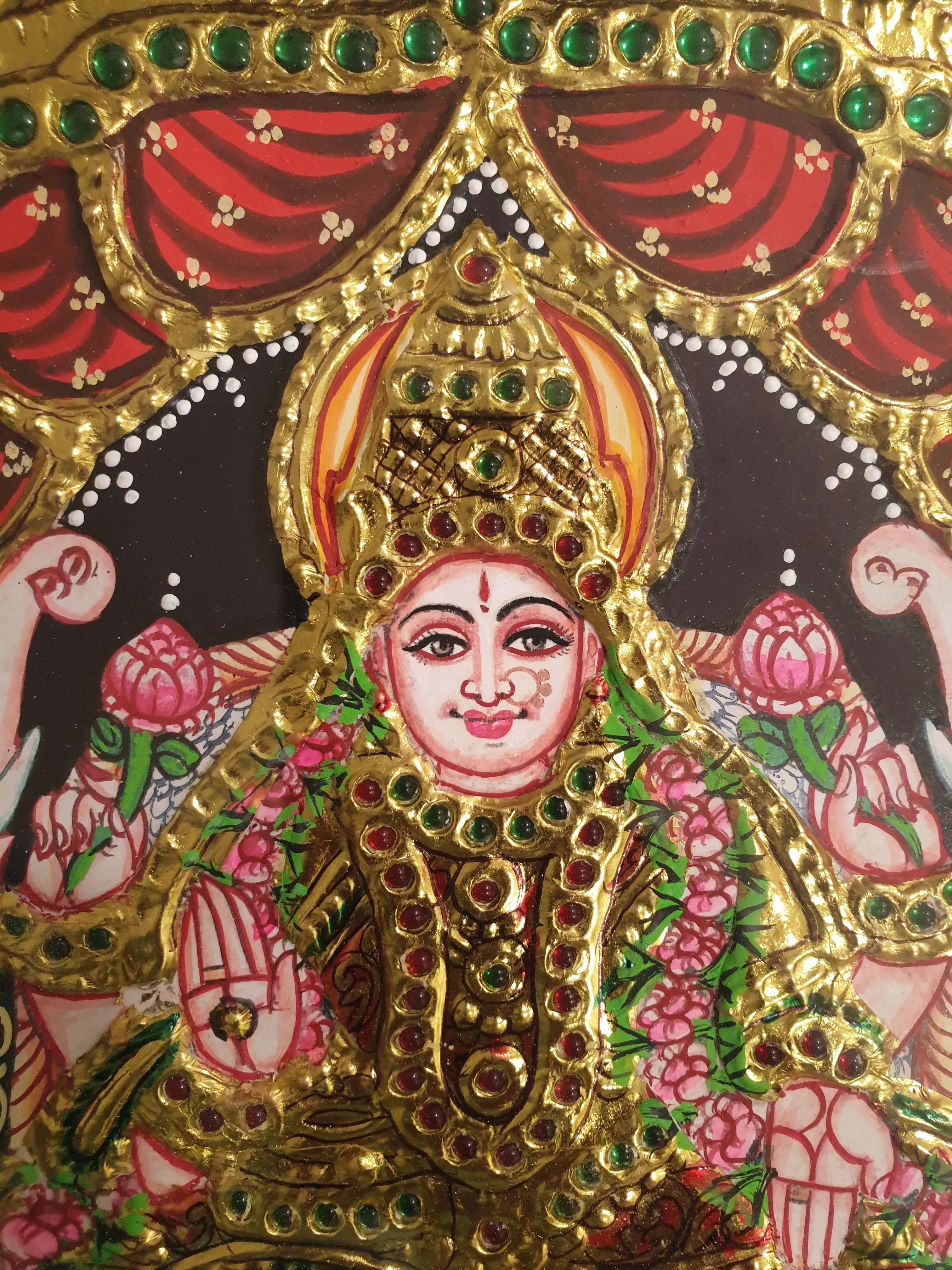 Radiance of Prosperity: Gaja Lakshmi in Tanjore Splendor