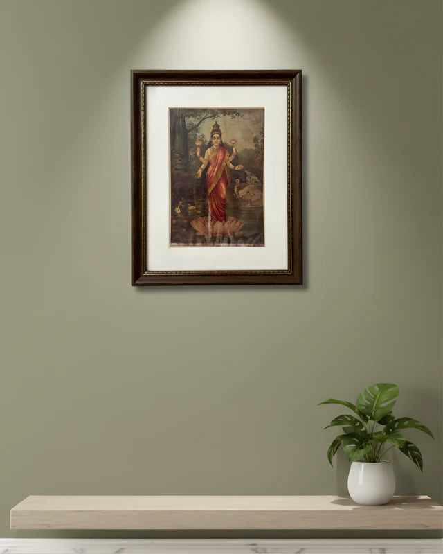 Goddess Laxmi in Oleograph by Ravi Varma