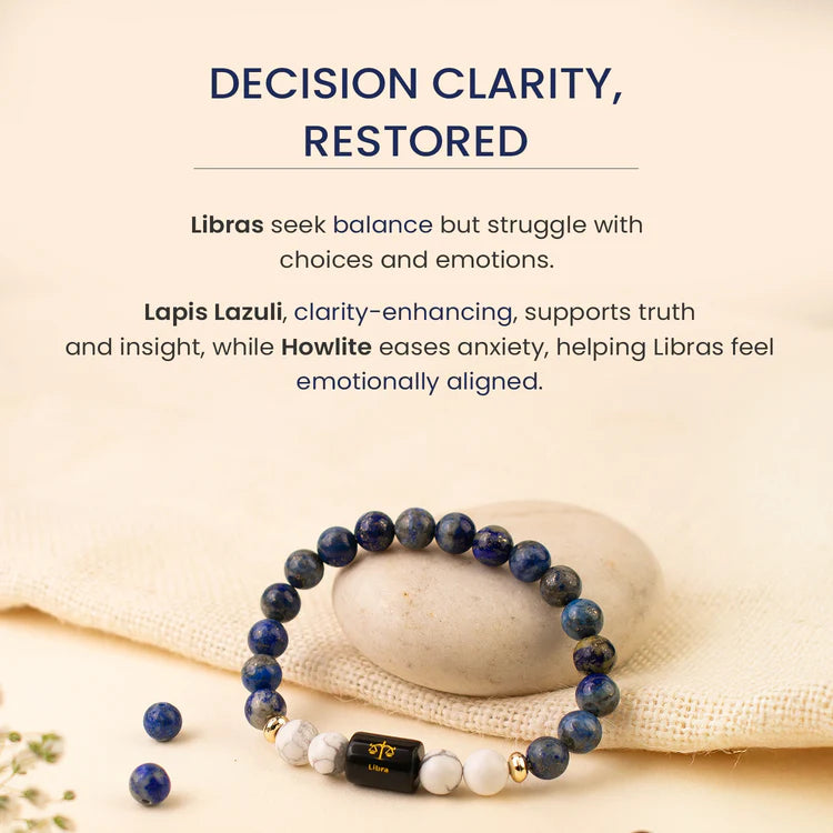 Libra (तुला राशि) Zodiac Lapis Lazuli & Howlite Bracelet
