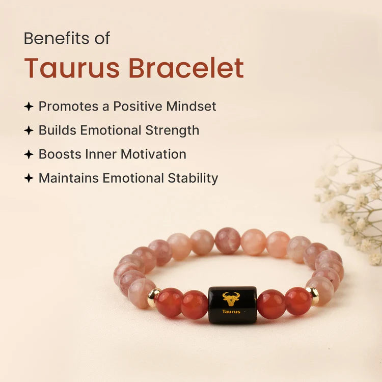 Taurus (वृषभ राशि) Zodiac Sunstone & Carnelian Bracelet