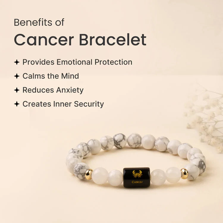 Cancer (कर्क राशि) Zodiac Howlite & Milky Quartz Bracelet