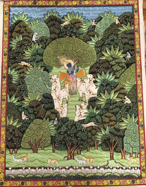Shepherd of Serenity in Pichwai Painting by Diwakar Sharma