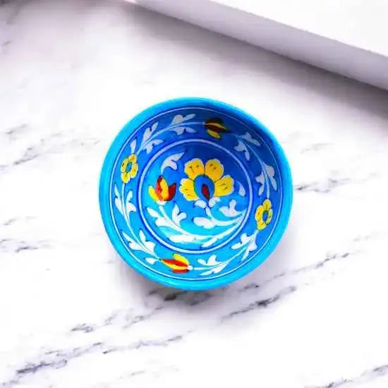4-Inch Blue Pottery Bowl