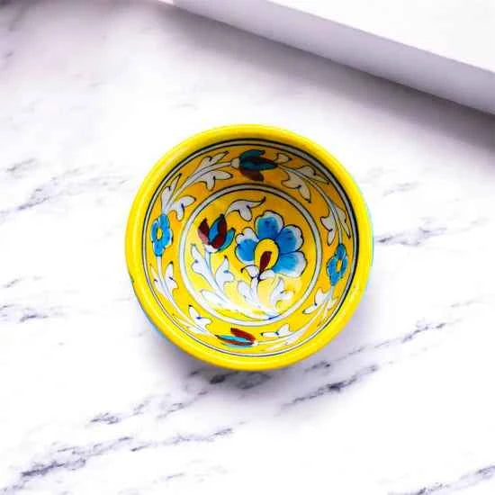 4-Inch Blue Pottery Bowl