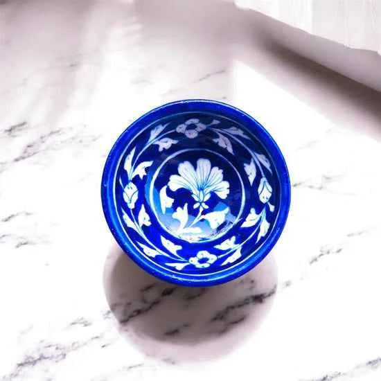 4-Inch Blue Pottery Bowl