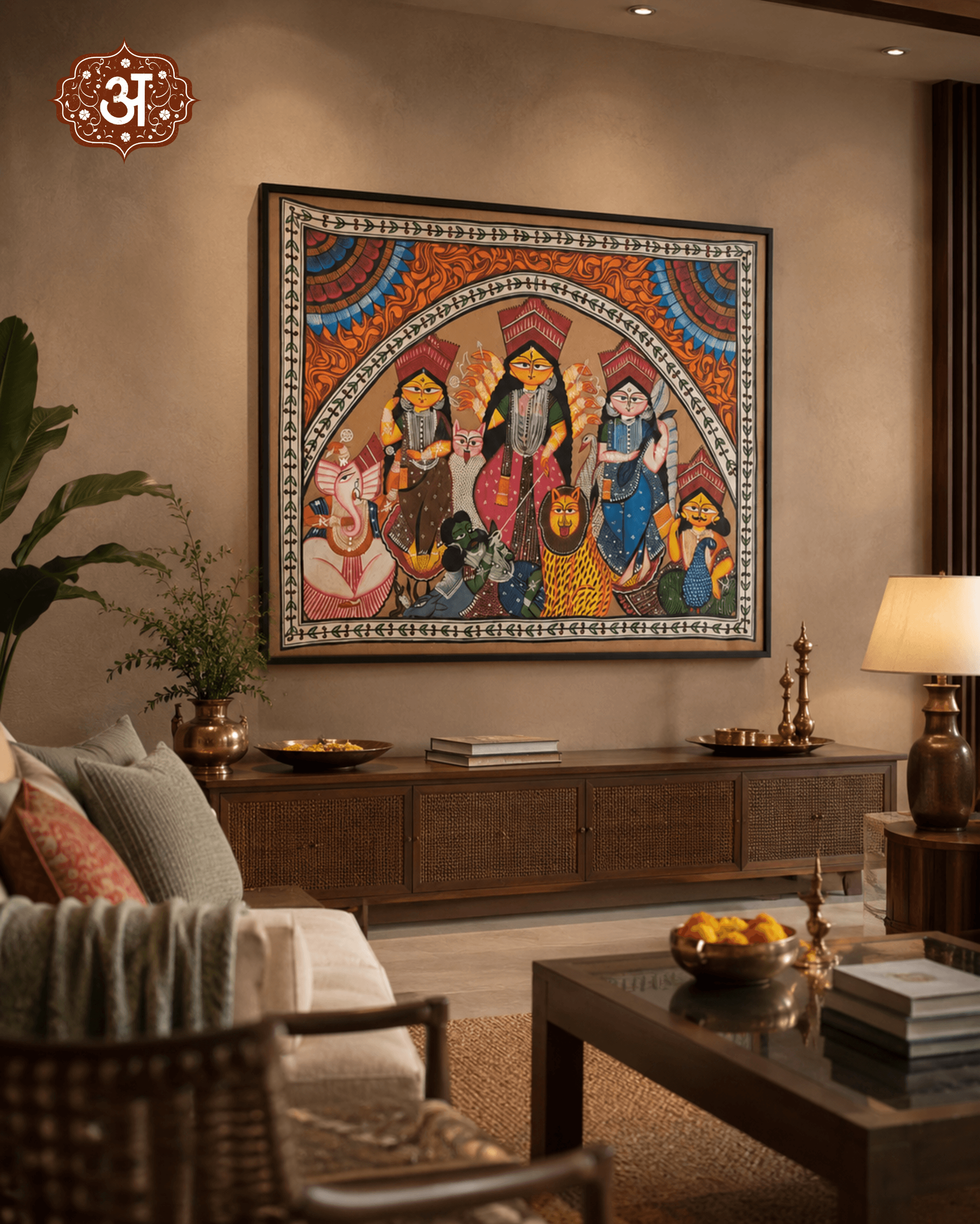 Durga's Homecoming in Pattachitra Painting by Chandan Chitrakar - 100% Authentic Heritage Art by Avyaan