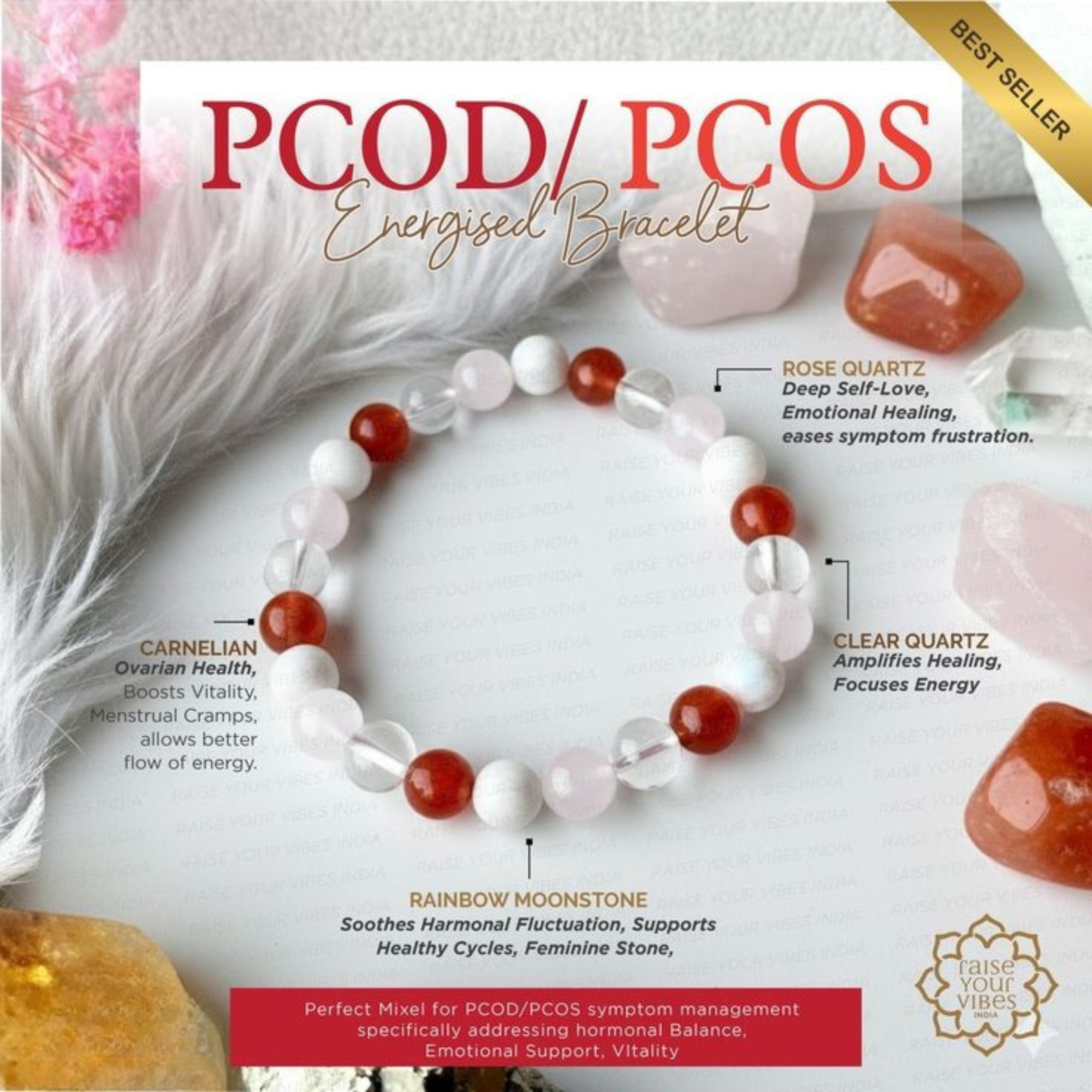 PCOD & PCOS Hormonal Balance Energised Crystal Bracelet for Women