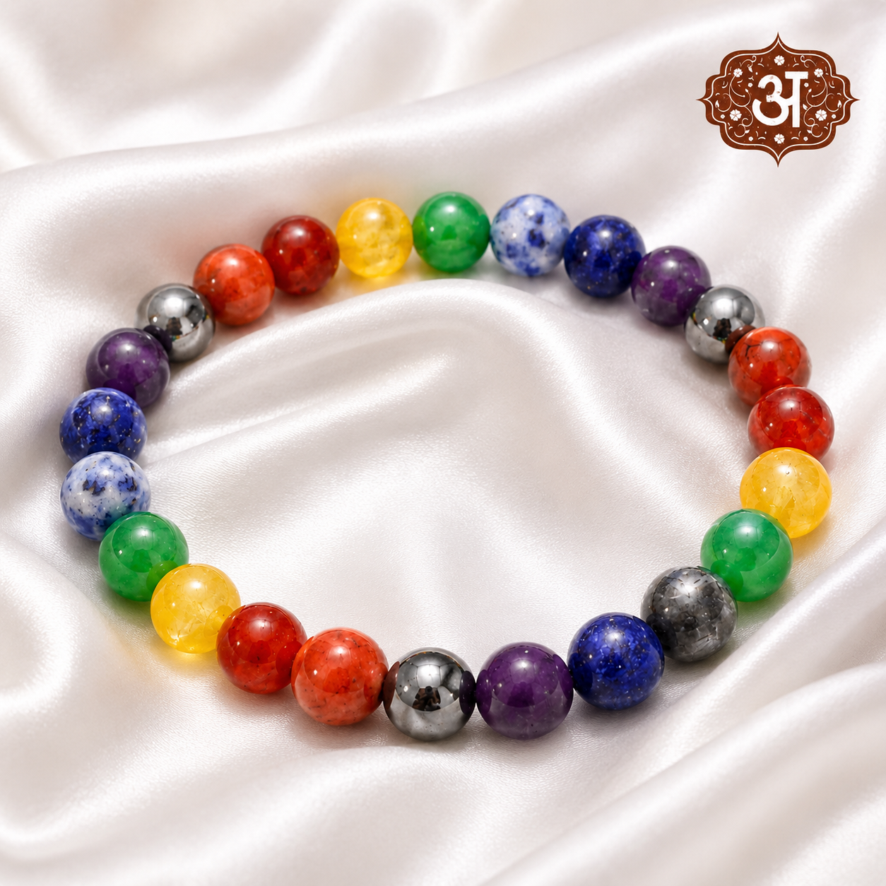 Seven Chakra Stones Bracelet (Grounding and Balance)