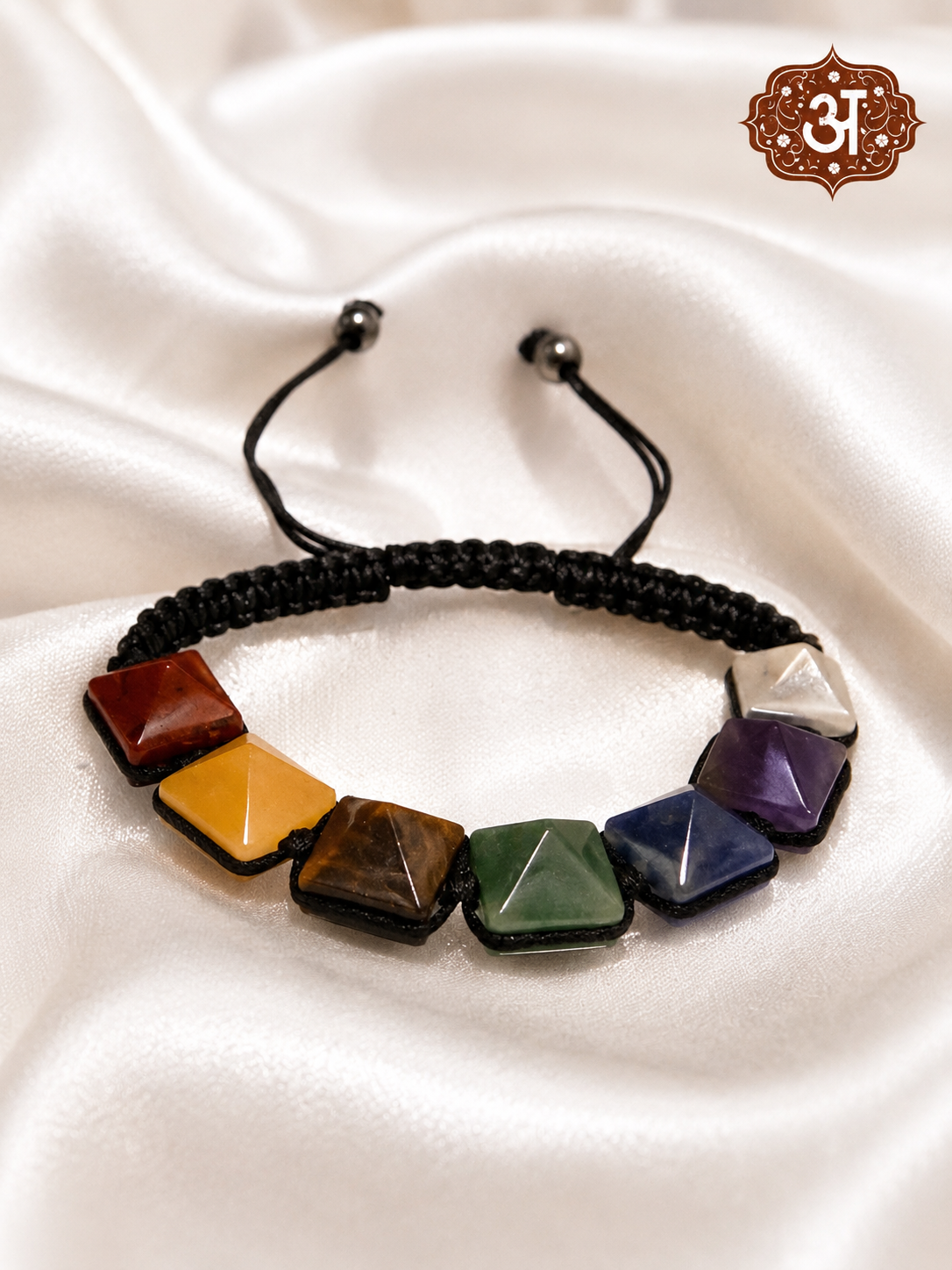 7 Chakra Pyramid Bracelet Cord