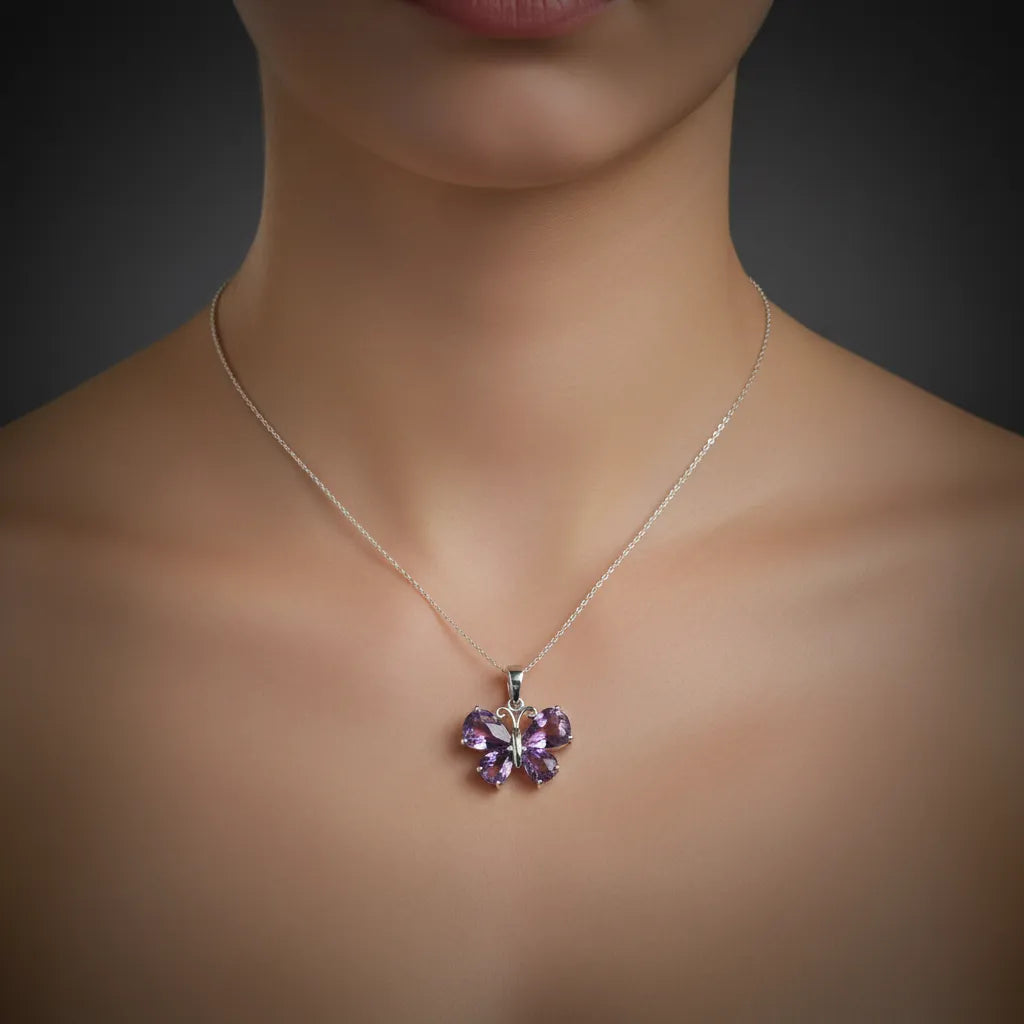 Amethyst Butterfly Pendant