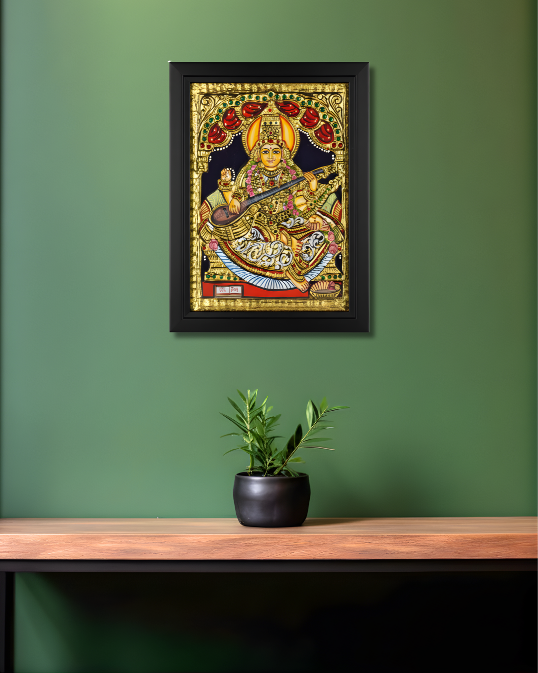 Muse of Wisdom: Saraswati in Tanjore Glory