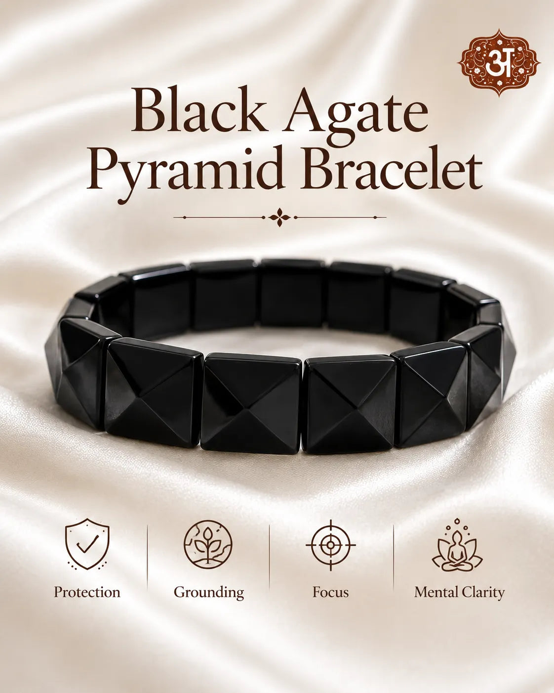 Black Obsidian Pyramid Bracelet