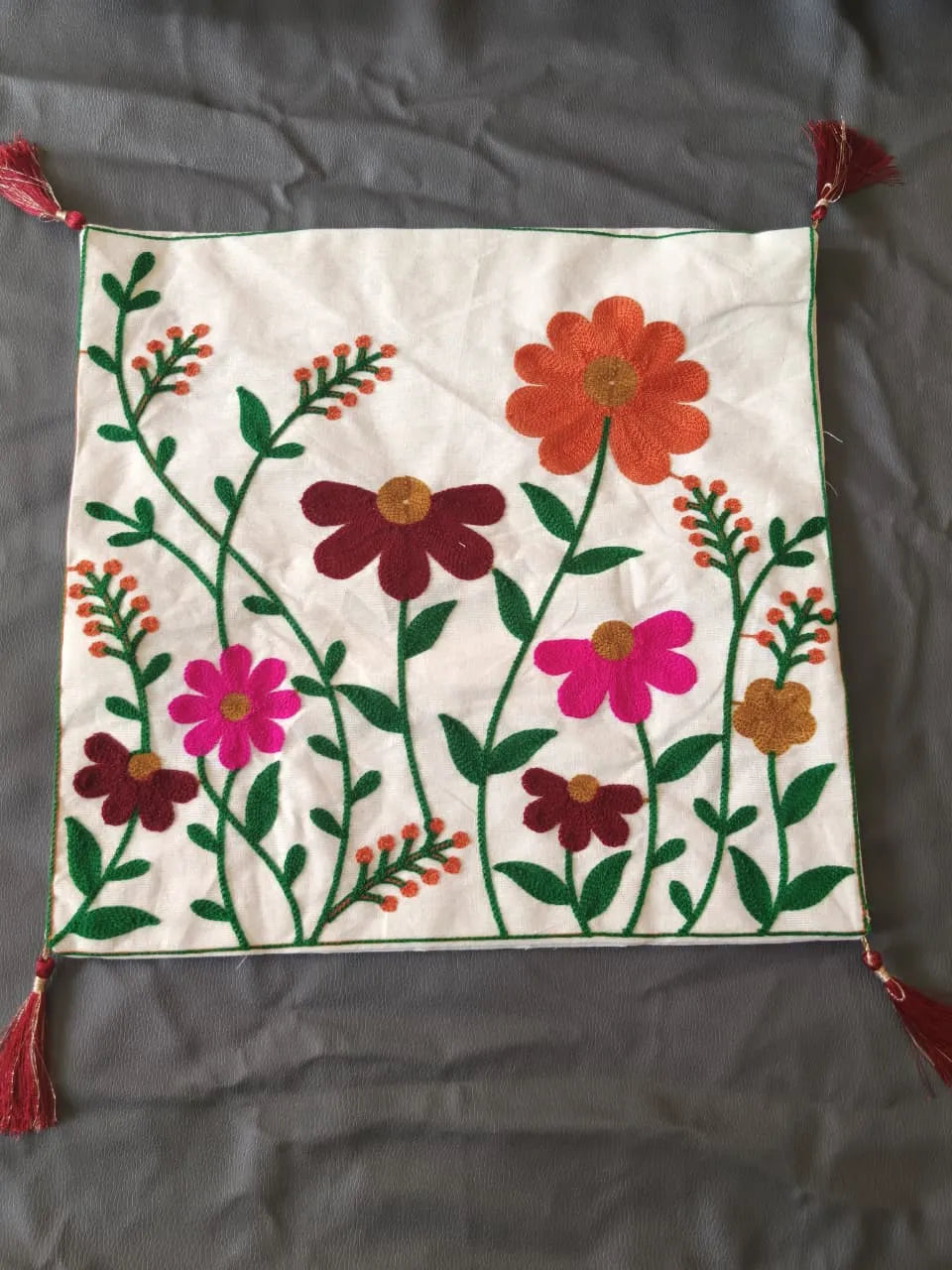 Blooming Garden Hand-Embroidered Cushion Cover Set of 5