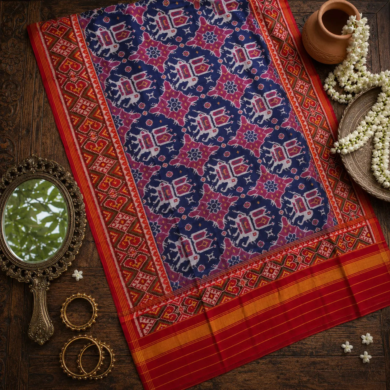 Blue Elephant Patola Dupatta