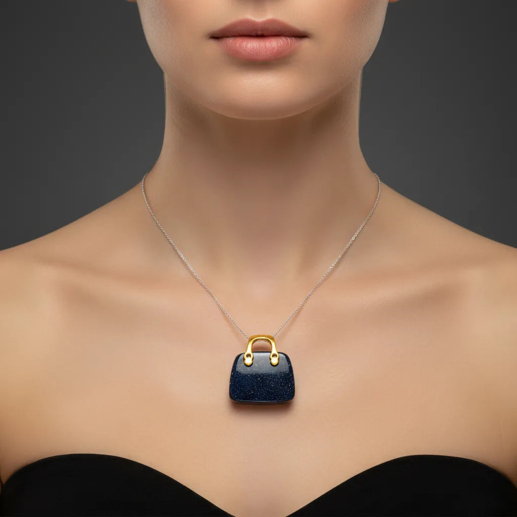 Blue Goldstone Handbag Pendant