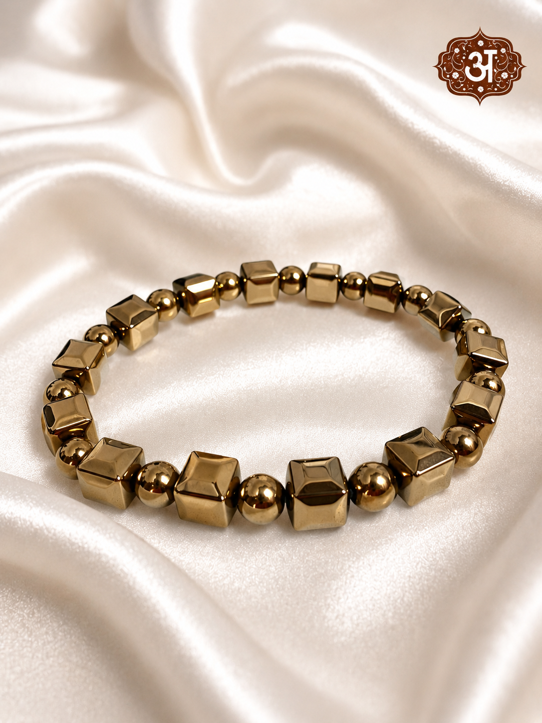 Golden Hematite Cube Bracelet