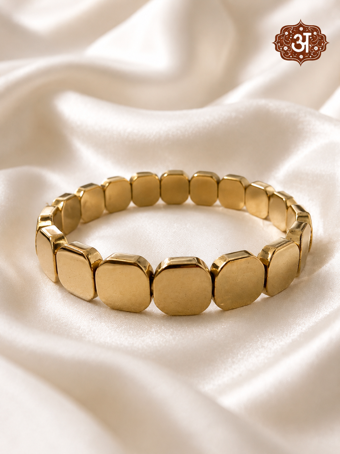 Golden Hematite Flat Cube Bracelet