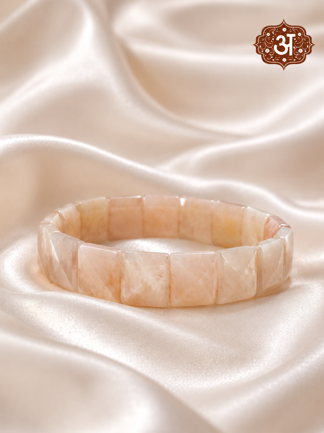 Peach Moonstone Pyramid Bracelet