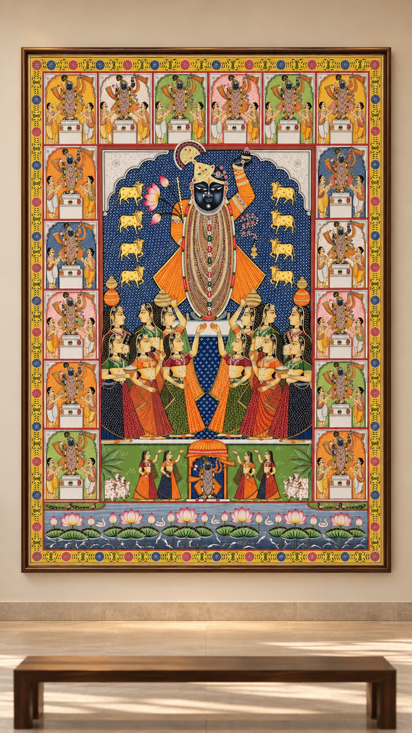 Shrinathji with Gopis & Sacred Cows by Diwakar Sharma