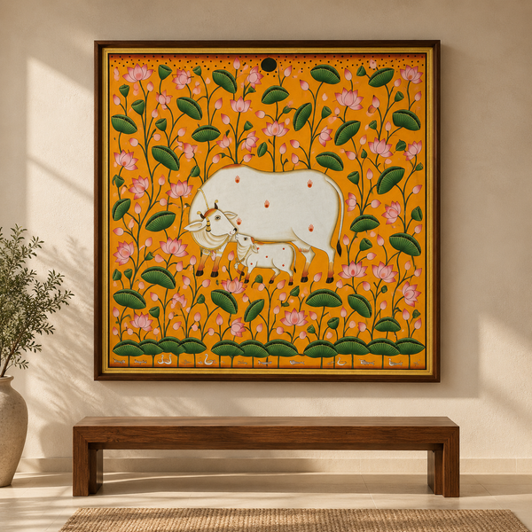 Kamadhenu Among Lotus Blossoms by Diwakar Sharma