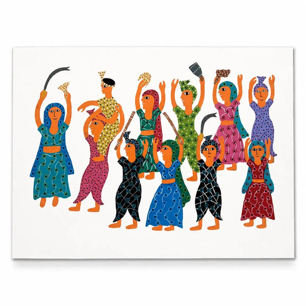 Dance of Celebration in Bhil Art Painting by Sunita Parmar