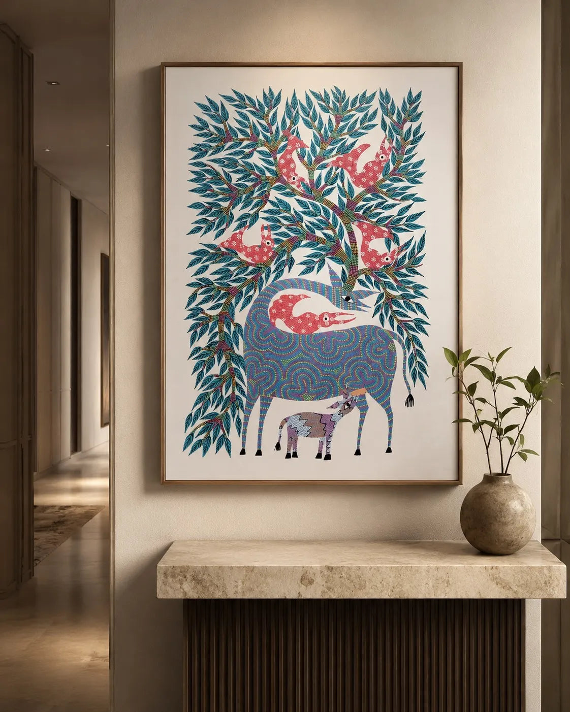 Deer and Fawn Beneath the Birds' Tree