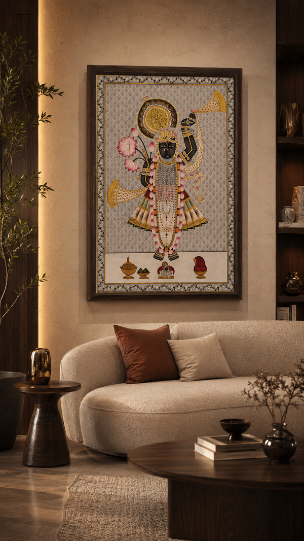 Shrinathji in Lotus Adornment by Diwakar Sharma