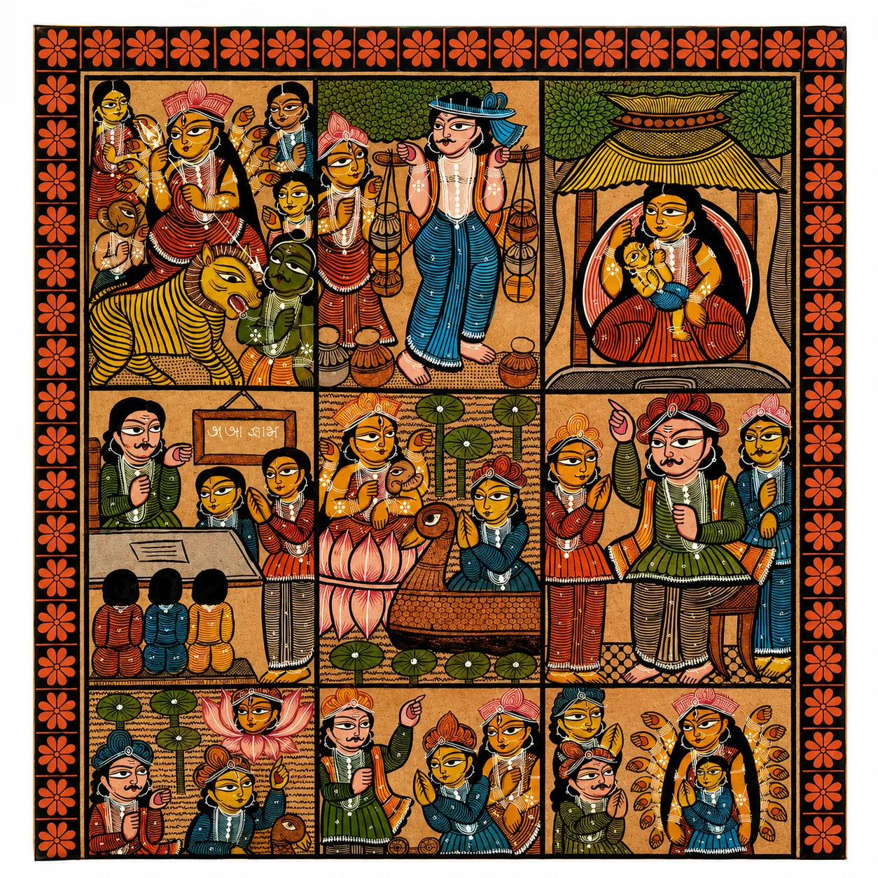 Folk narrative in vibrant patterns in Pattachitra by Chandan Chitrakar