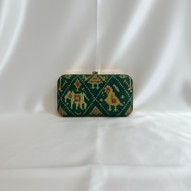 Patola Green Clutch