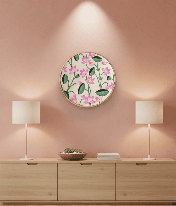The Sacred Lotus Grove - 2 in Pichwai Plate by Diwakar Sharma