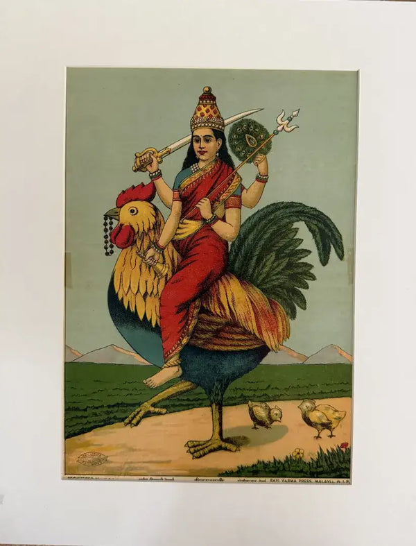 Goddess Bahuchara Mata in Oleograph by Ravi Varma