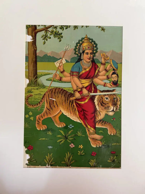 Ravi Varma Durga Painting — Authentic Lithographic Heritage Art