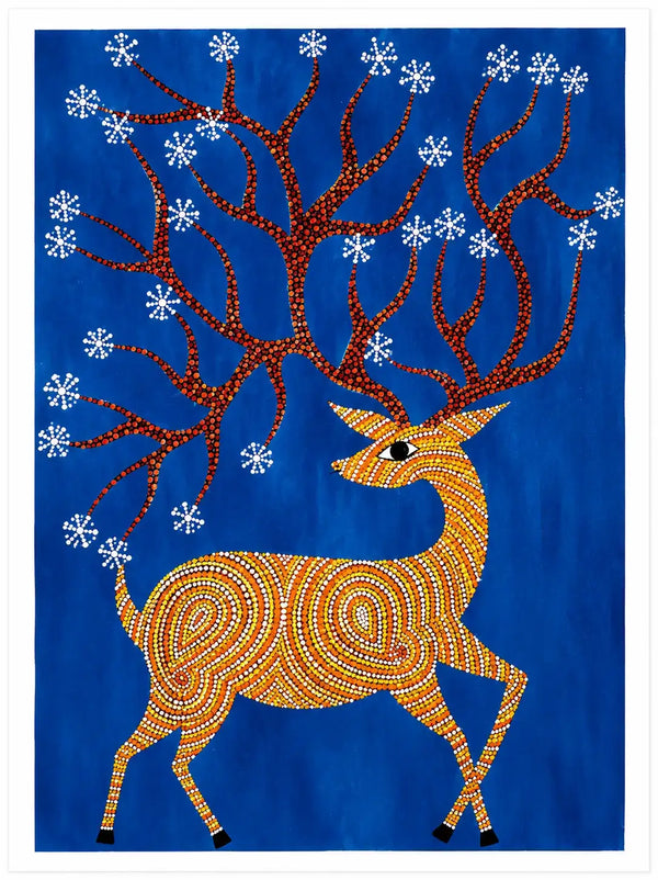 Golden Deer in Bhil Art Painting by Sunita Parmar