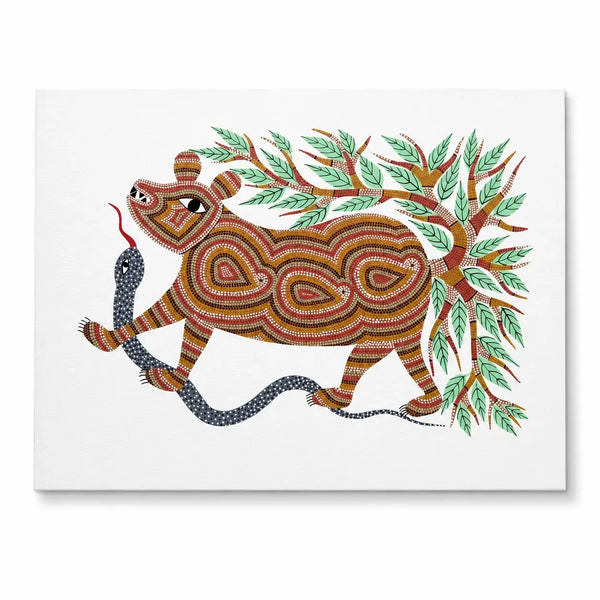 Guardian of the Forest in Bhil Art Painting by Sunita Parmar