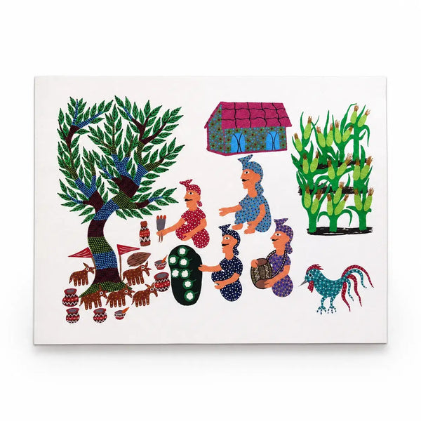 Harvest Gathering in Bhil Art Painting by Sunita Parmar