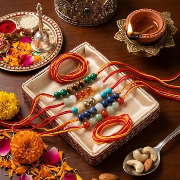 Healing Gemstone Rakhi Set of 5