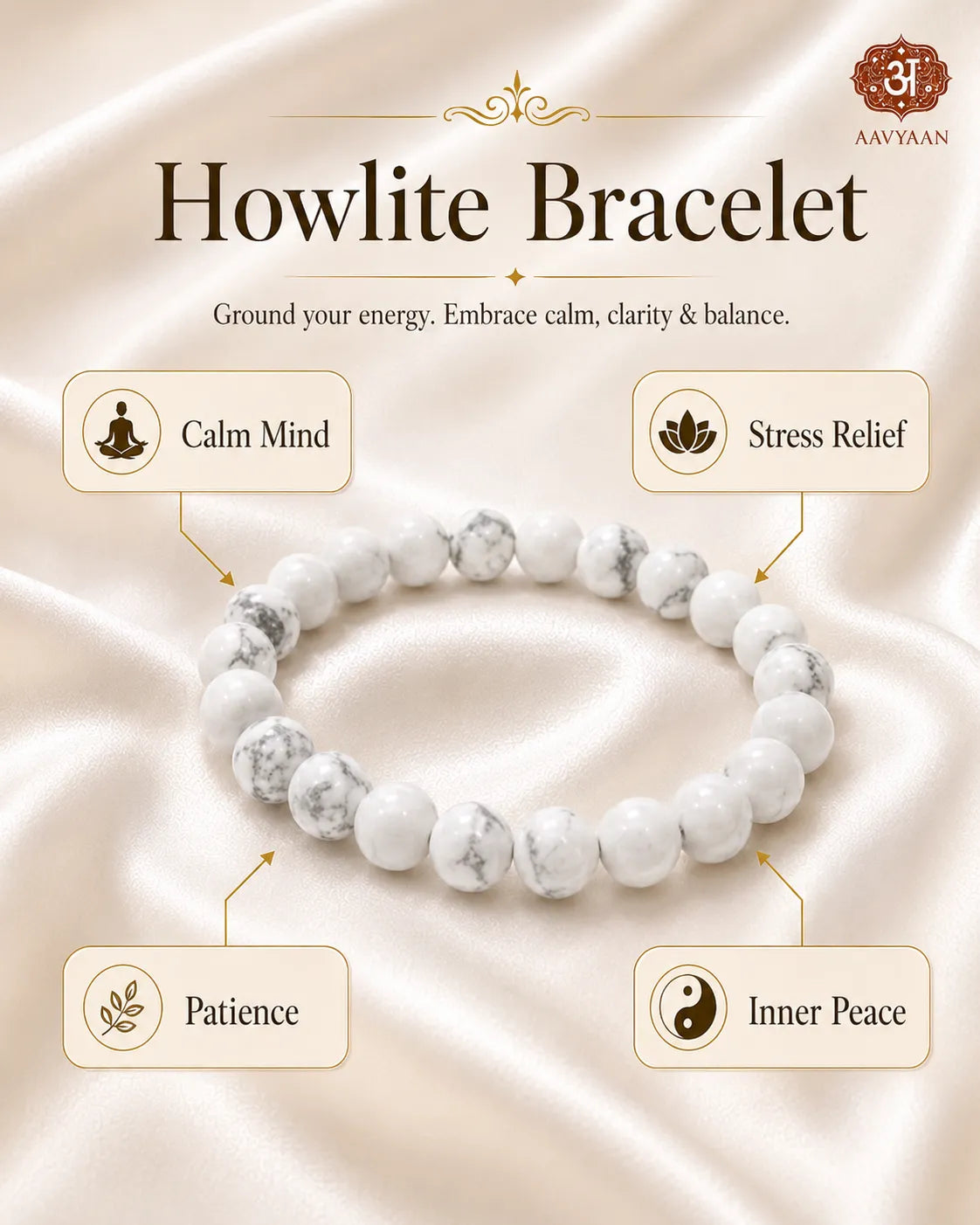 Howlite Bracelet (Calm Mind & Stress Relief)