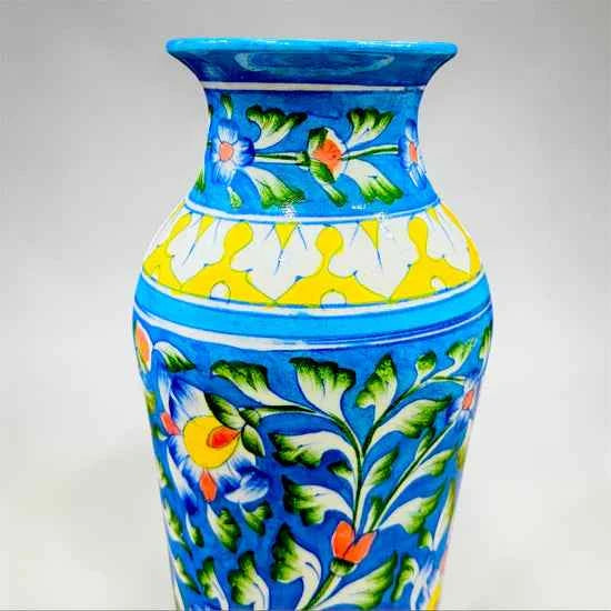 12-inch Blue Pottery Vase