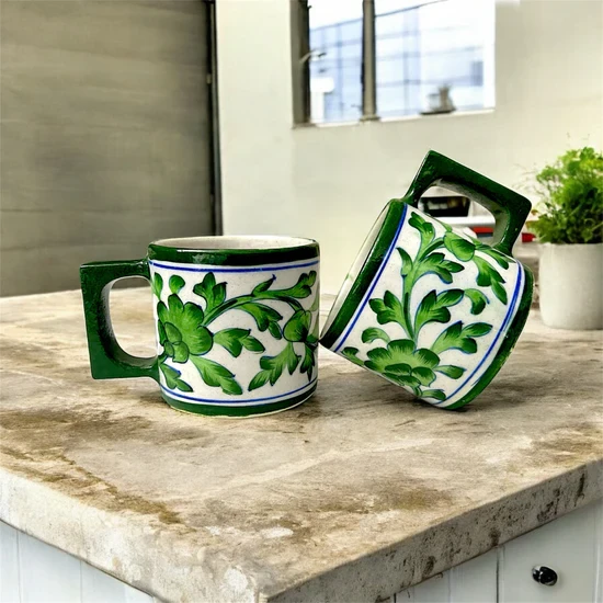 3-inch Blue Pottery Mug (Single Unit)