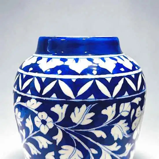10-inch Blue Pottery Handi Vase