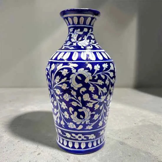 12-inch Blue Pottery Vase