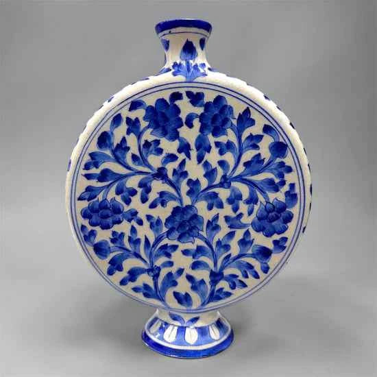 10-inch Blue Pottery Disc Vase