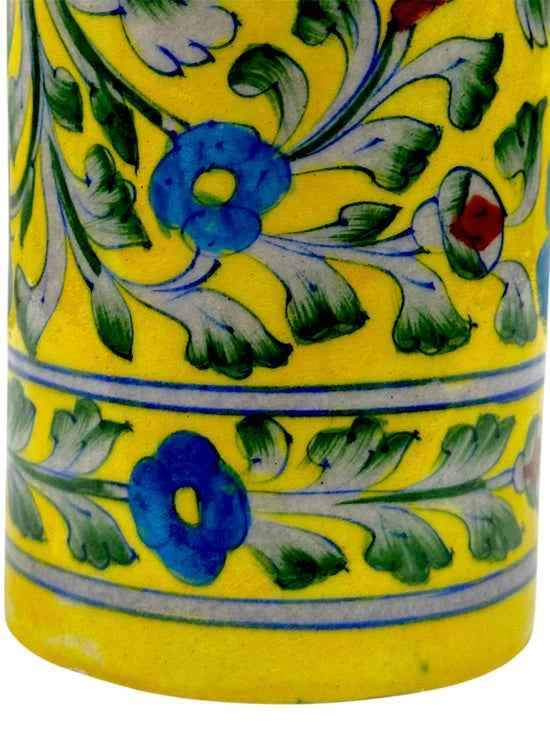 12-inch Blue Pottery Bottle Shape Vase