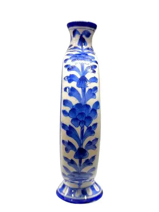 10-inch Blue Pottery Disc Vase