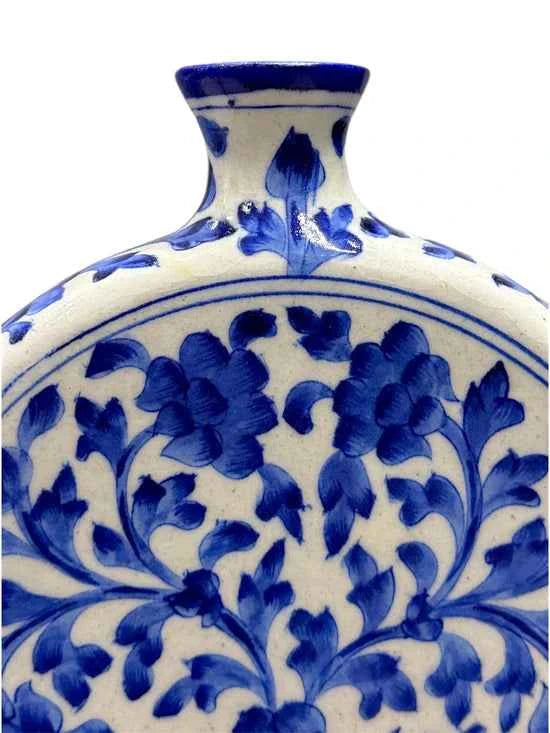 10-inch Blue Pottery Disc Vase