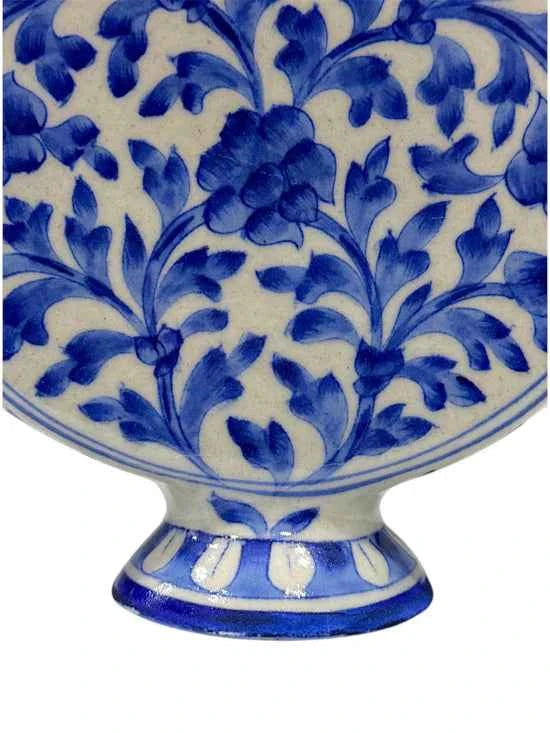 10-inch Blue Pottery Disc Vase