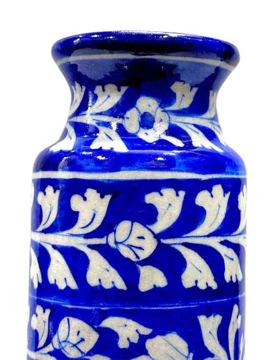 12-inch Blue Pottery Bottle Shape Vase