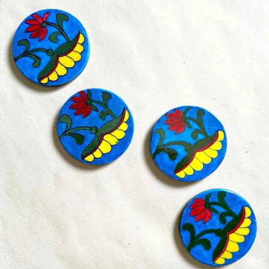 Handcrafted Blue Pottery Coasters