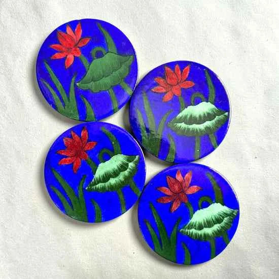 Handcrafted Blue Pottery Coasters